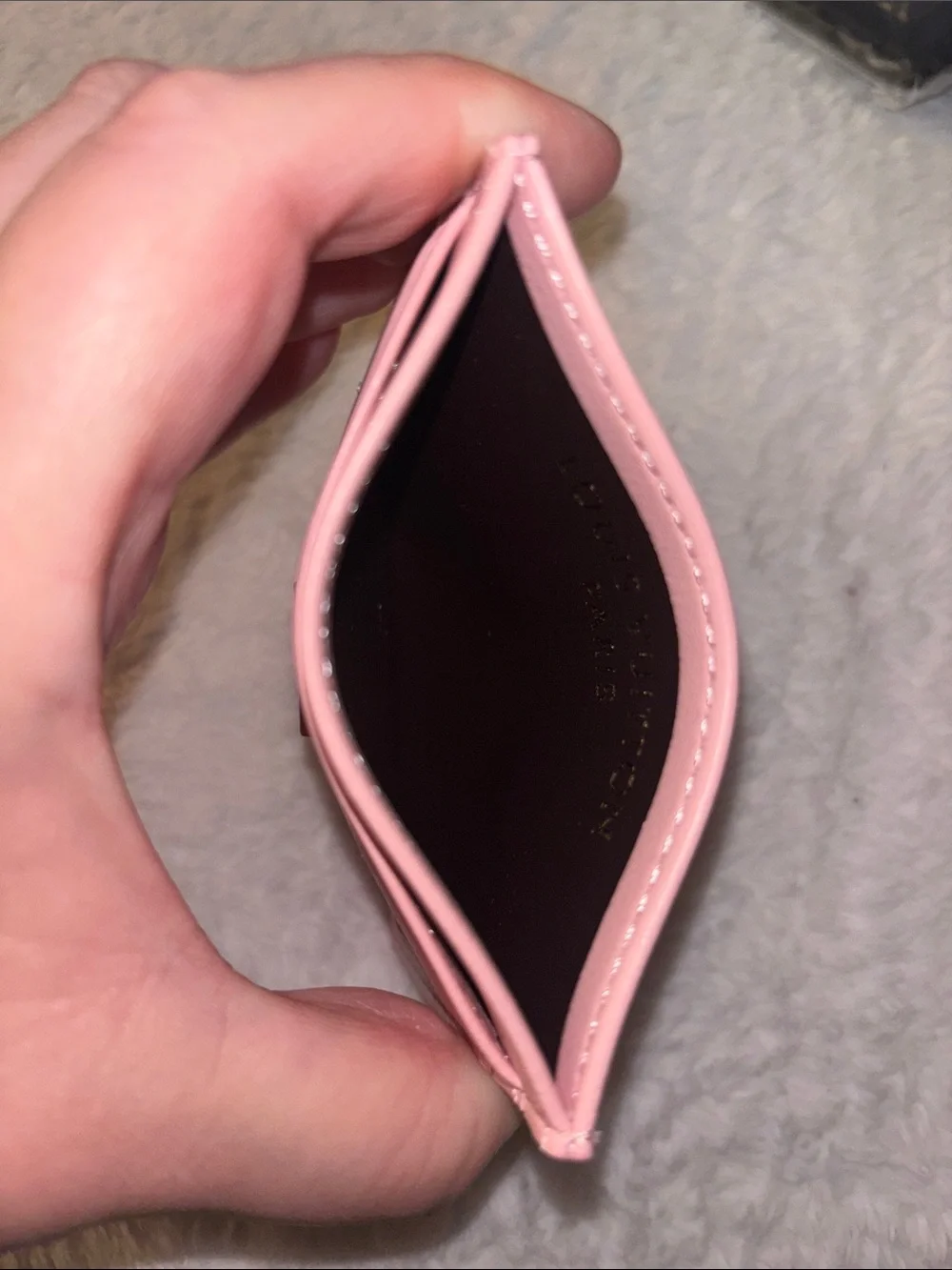 Brand New Fashion Pink Card holder with Gold LV Plaque
